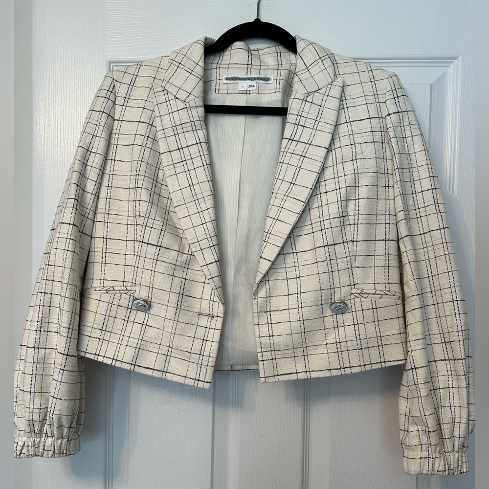 NWOT VERONICA BEARD CROPPED WHITE BLAZER JACKET! SIZE 4!